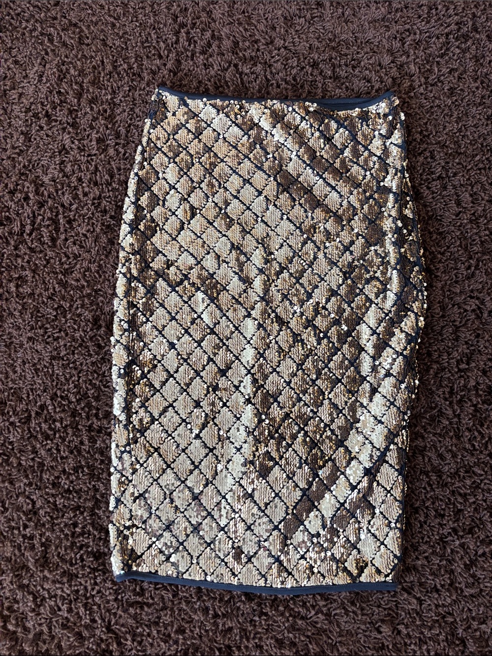 privy Gold and Black Sequin Pencil Skirt